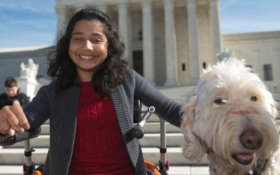 Fry and her service dog Wonder in Washington D C